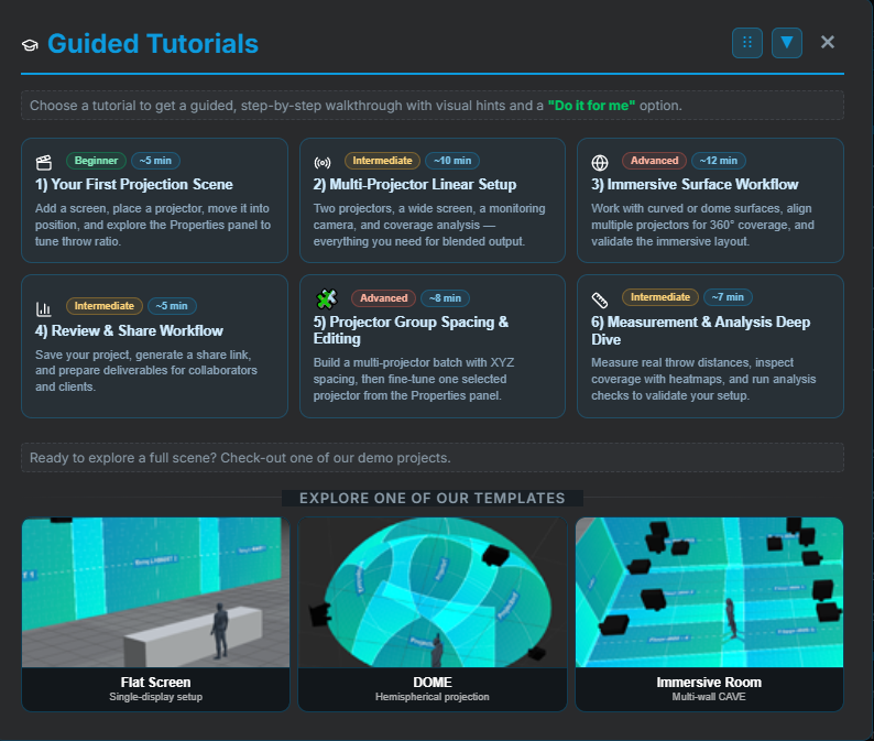 Guided Tutorials and project templates